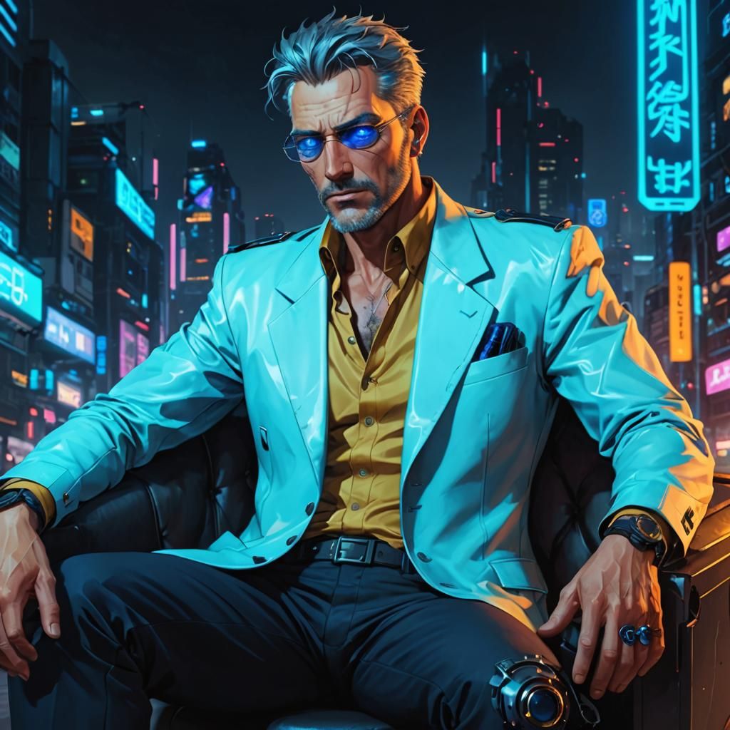 Cyberpunk Detective with Cybernetic Enhancements