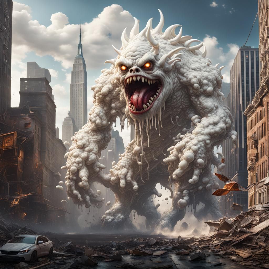 Mozzarella Monster Attacks New York: Fantasy Art