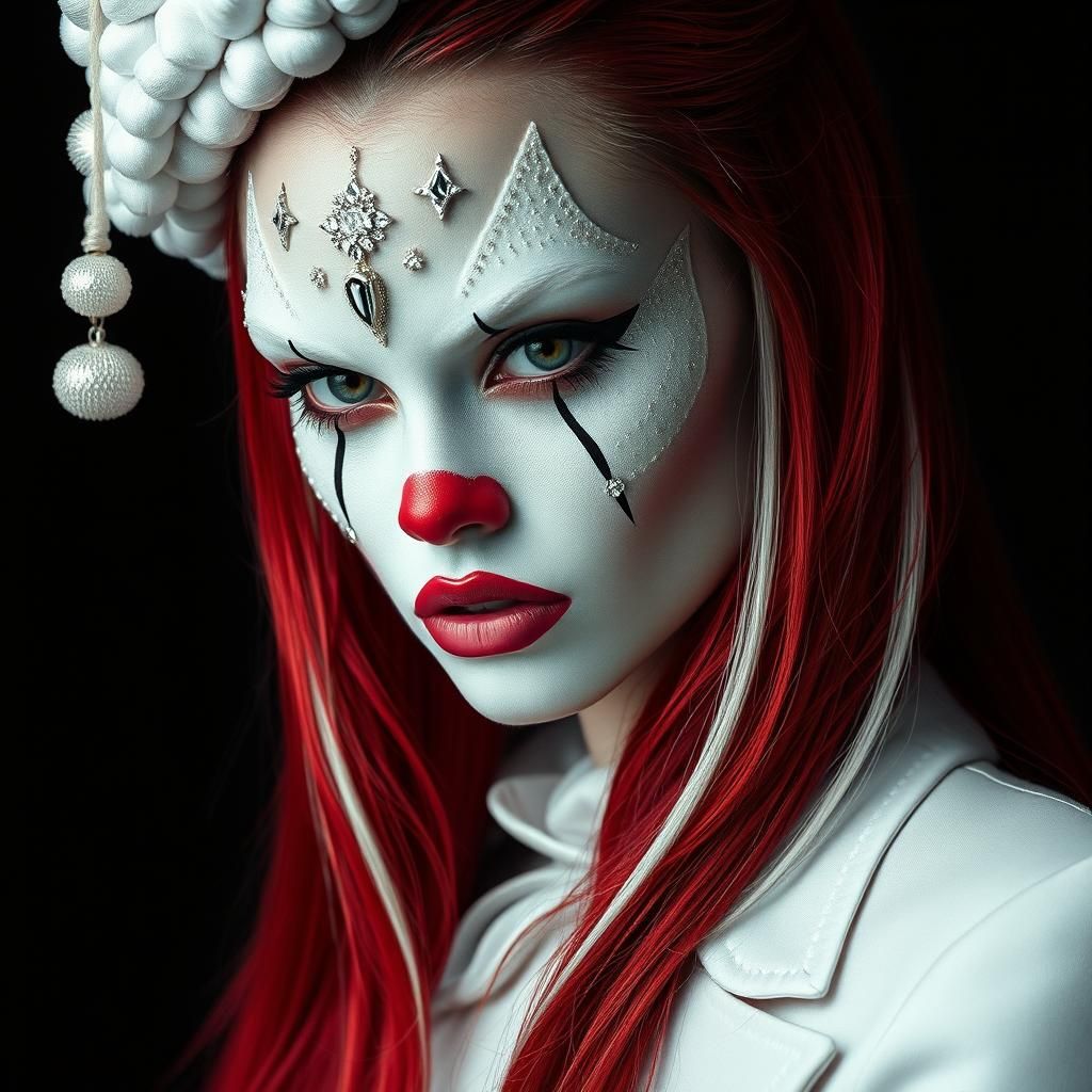 Diamond Clown: High-Fashion Portrait in Black and White