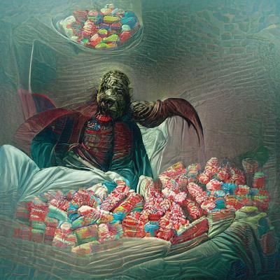 Horrific Candyman Prescription in Doré Style