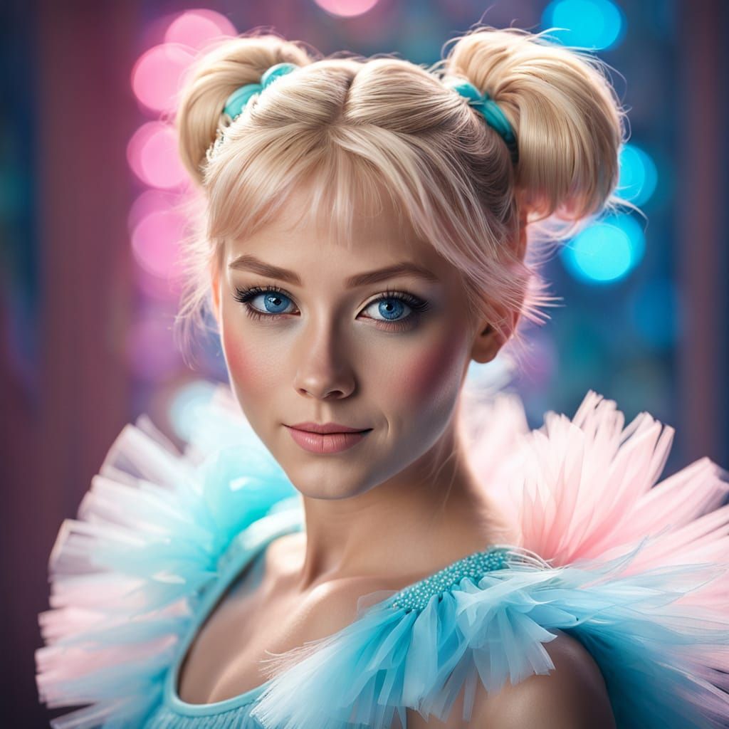 Dee Dee in Pink Tutu: Vibrant Digital Art Portrait