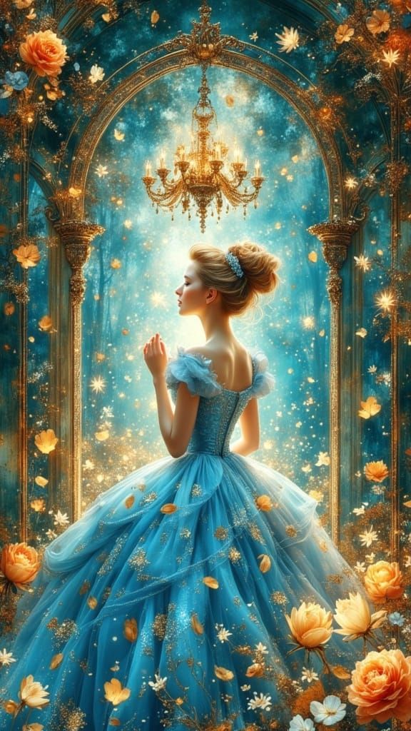 Cinderella in Dreamy Fantastical Realism Style