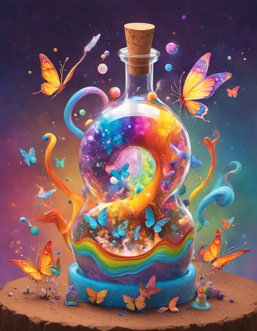 Magical Potion Creates Flying Animals on Wizard's Workbench