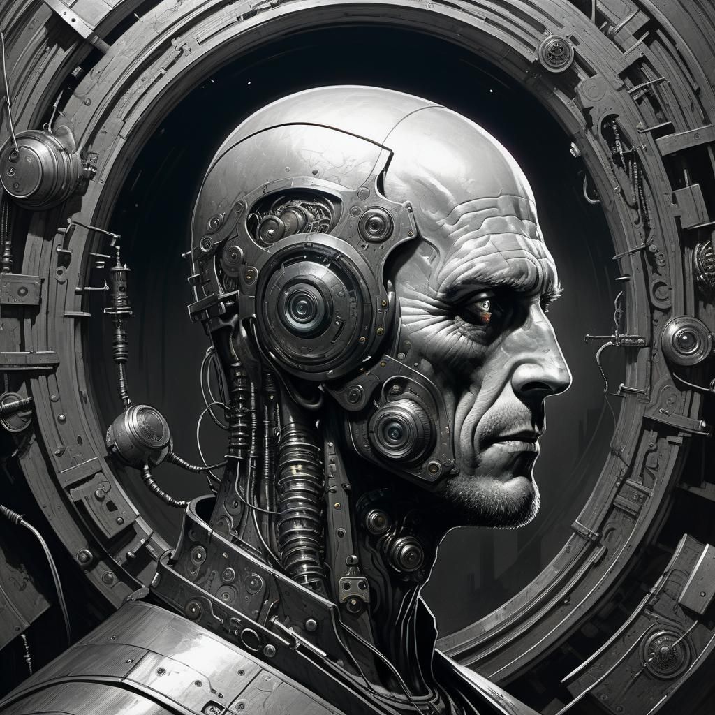 Cyberpunk Implants in Dark Horror Style