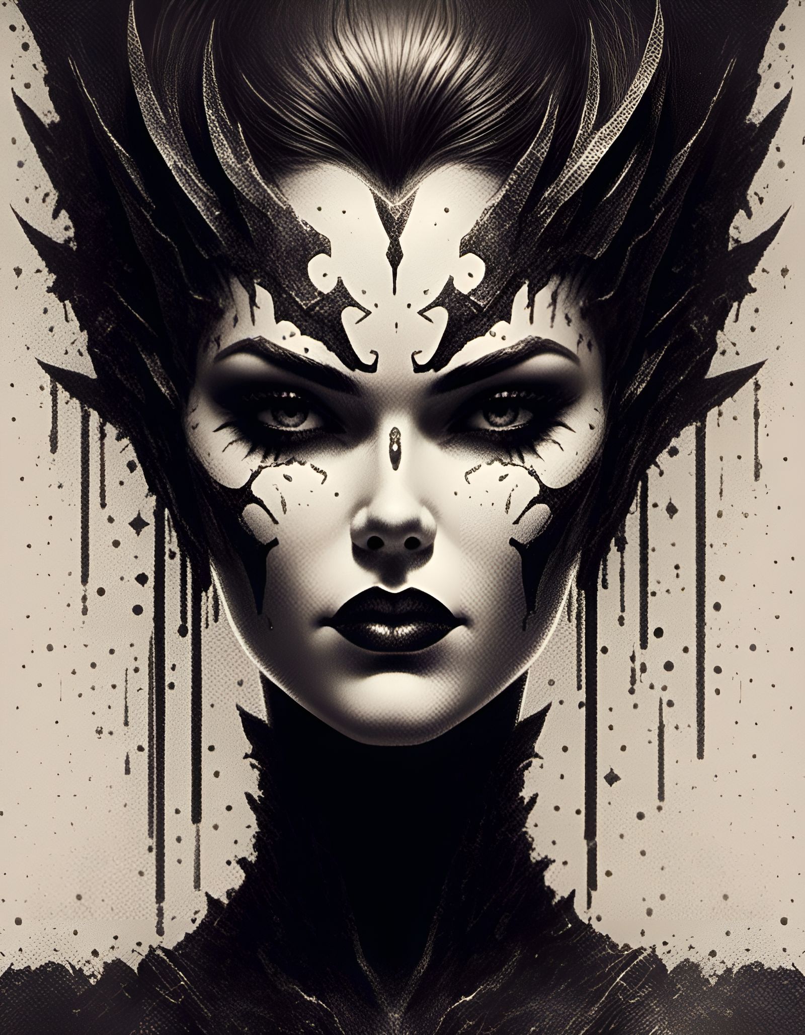 Villain Woman Logo in Halftone Style