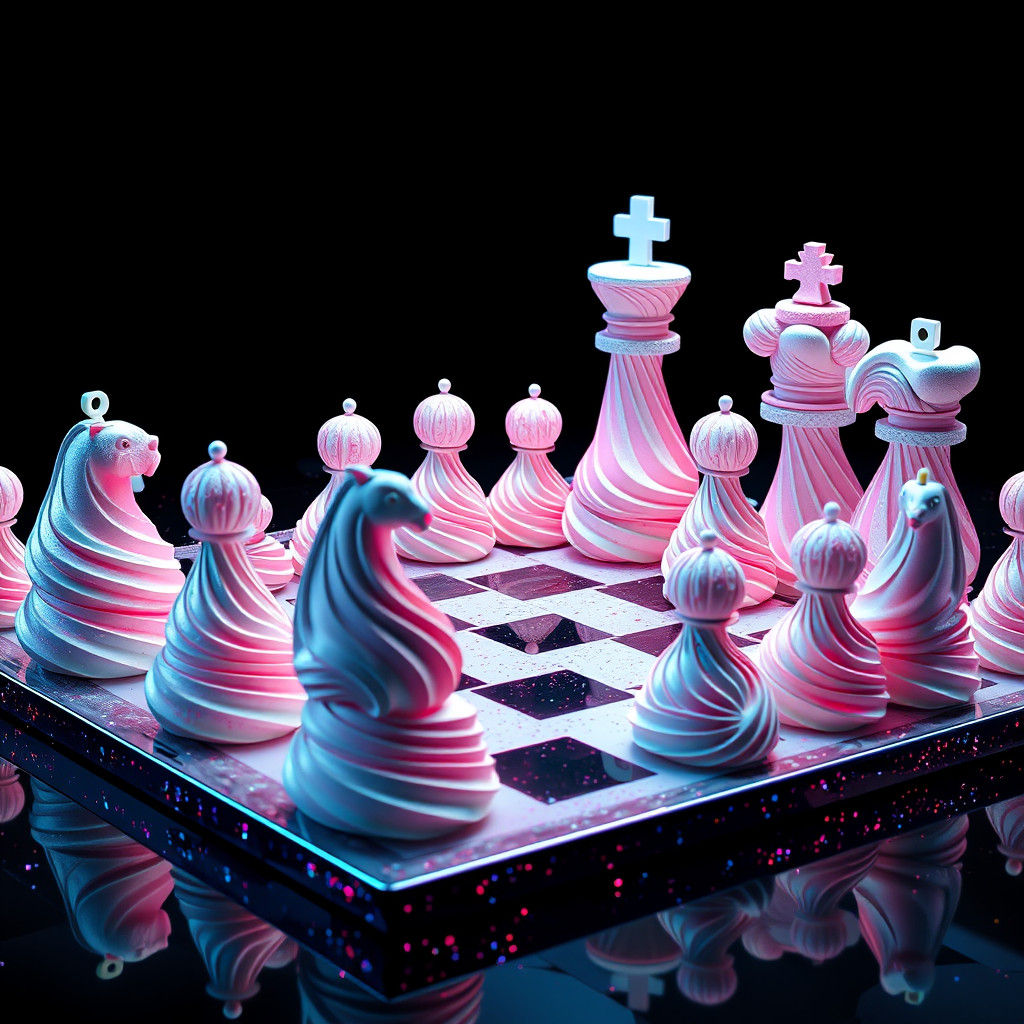 Futuristic Meringue Chessboard in Digital Art Style