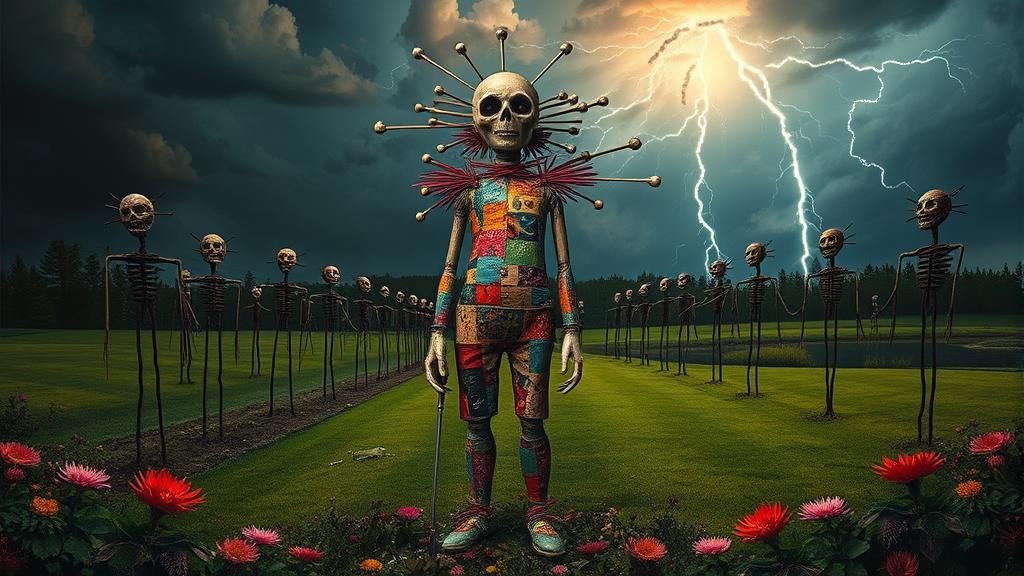 Voodoo Doll on Golf Course in Surreal Style