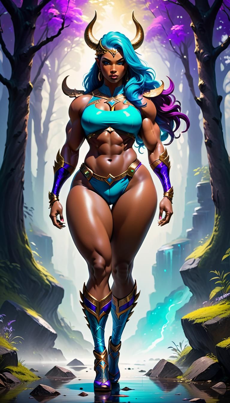 Sensual muscular bodacious beautiful American goddess, thick...