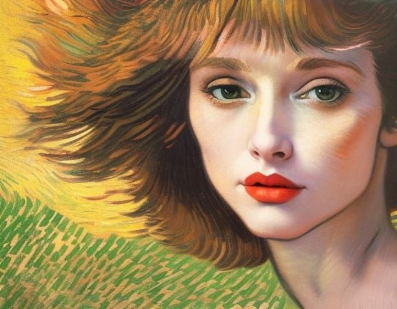 Autumn Girl in Oil Paint Style