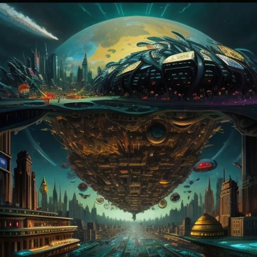 Microscopic Civilization of Microbes in Surreal City