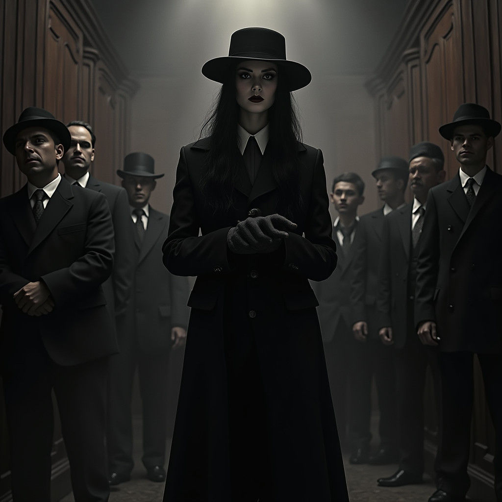 Wednesday Addams in Mafia Backroom, Film Noir