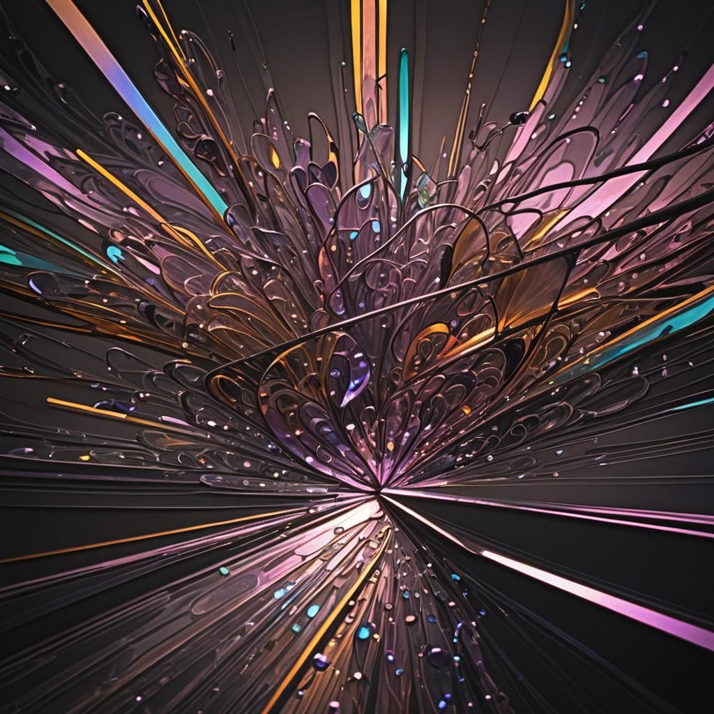 Intricate Art Nouveau Glass Sculpture with Iridescent Sheen