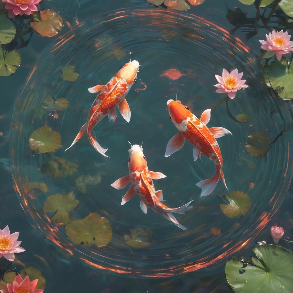 Koi Fish in Anime Style Aquatic Fantasy