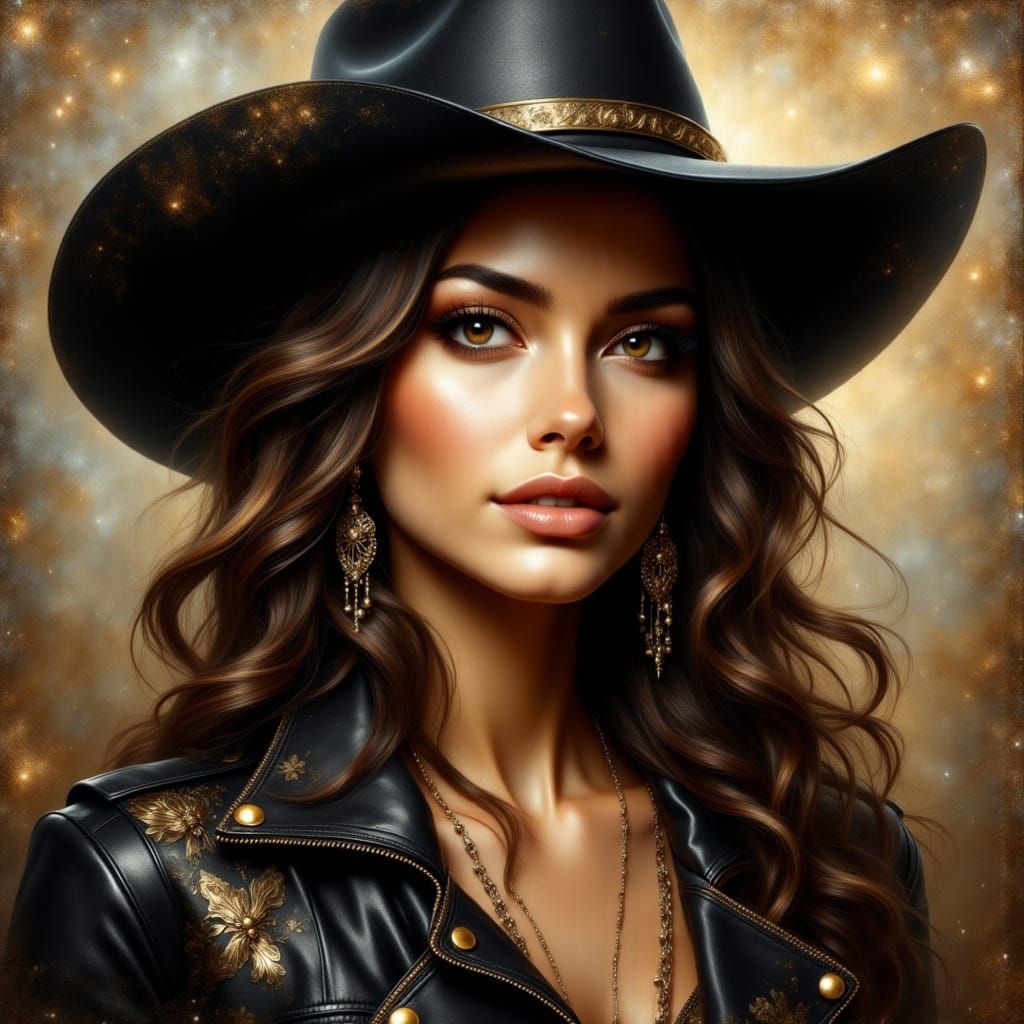 Sensual Cowgirl in Oil Painting Style