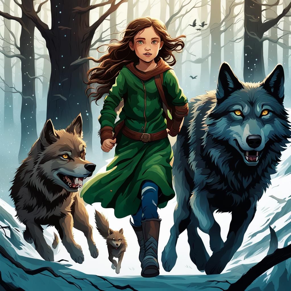 Girl Running with Wolves: Fantasy Concept Art