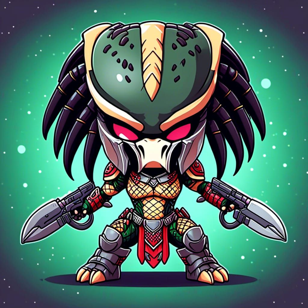 Cute Chibi Yautja Predator Cartoon