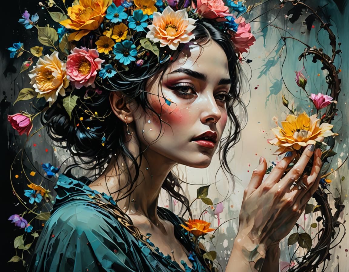 Surrealist Dream: Flowers Bloom in a Melting World