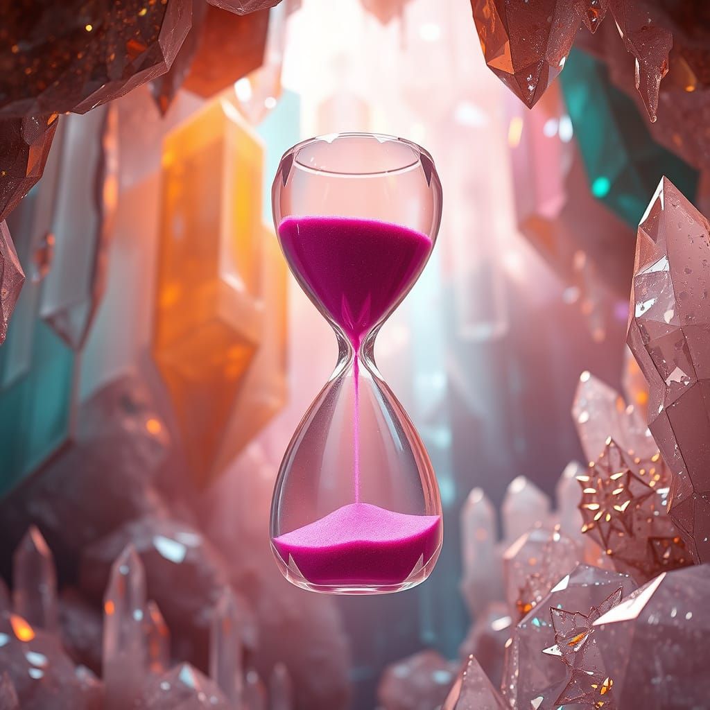 Crystal Hourglass in Art Nouveau-Inspired Crystal Cave