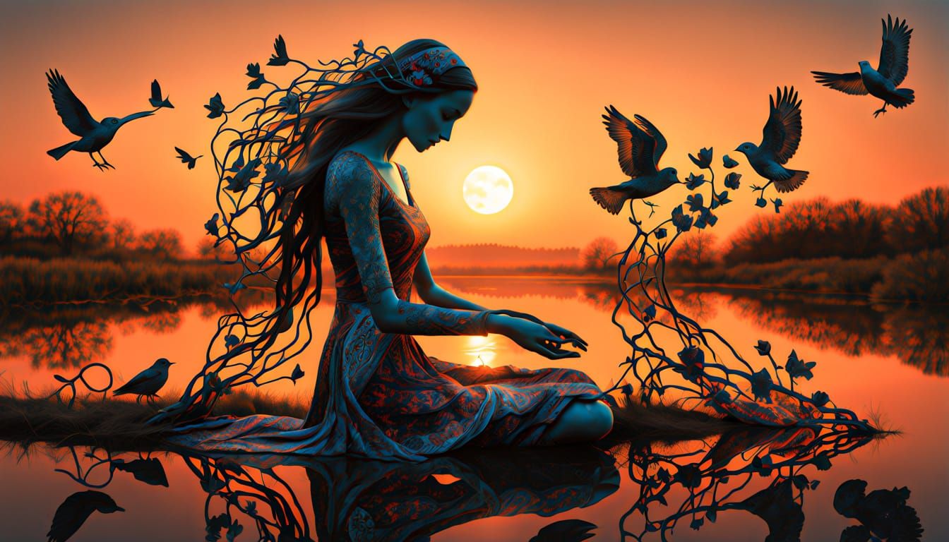 Surreal Goddess Rises from the Dark Forest Floor in Vibrant ...