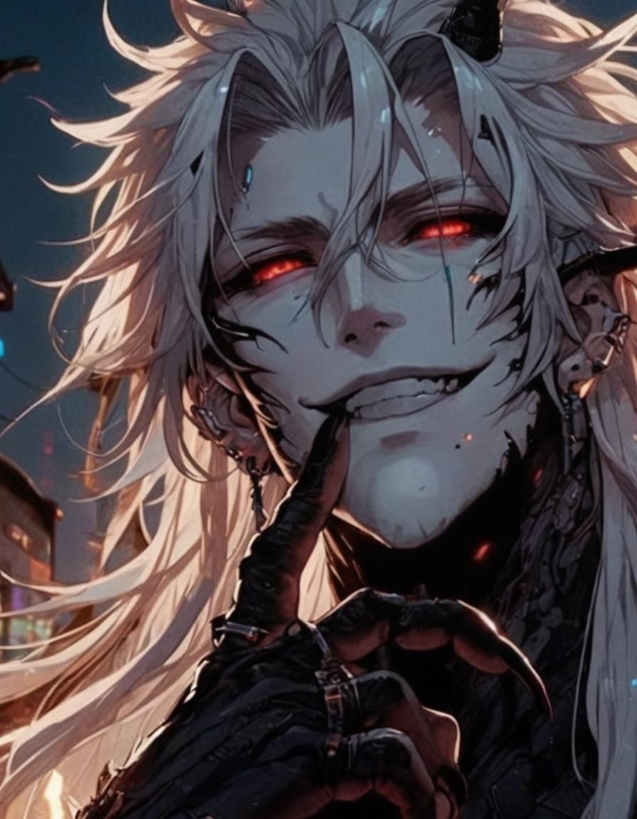 Cyber Bioluminescent Fae Man in Neon City