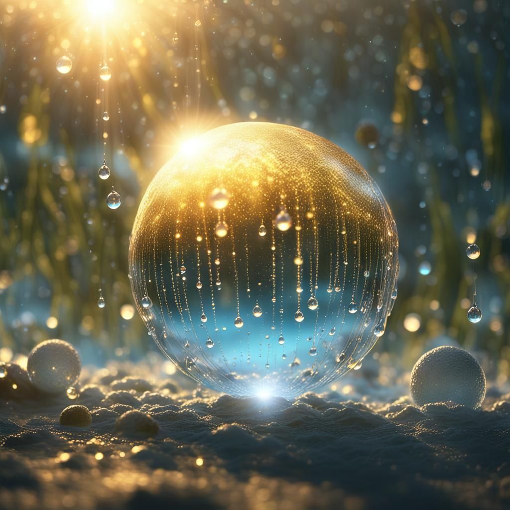 Dewdrop Sphere in Sunlight: Digital Matte Painting