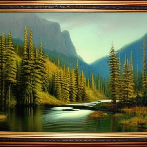 Waterfall on mountain, Forrest, clear lake, dawn