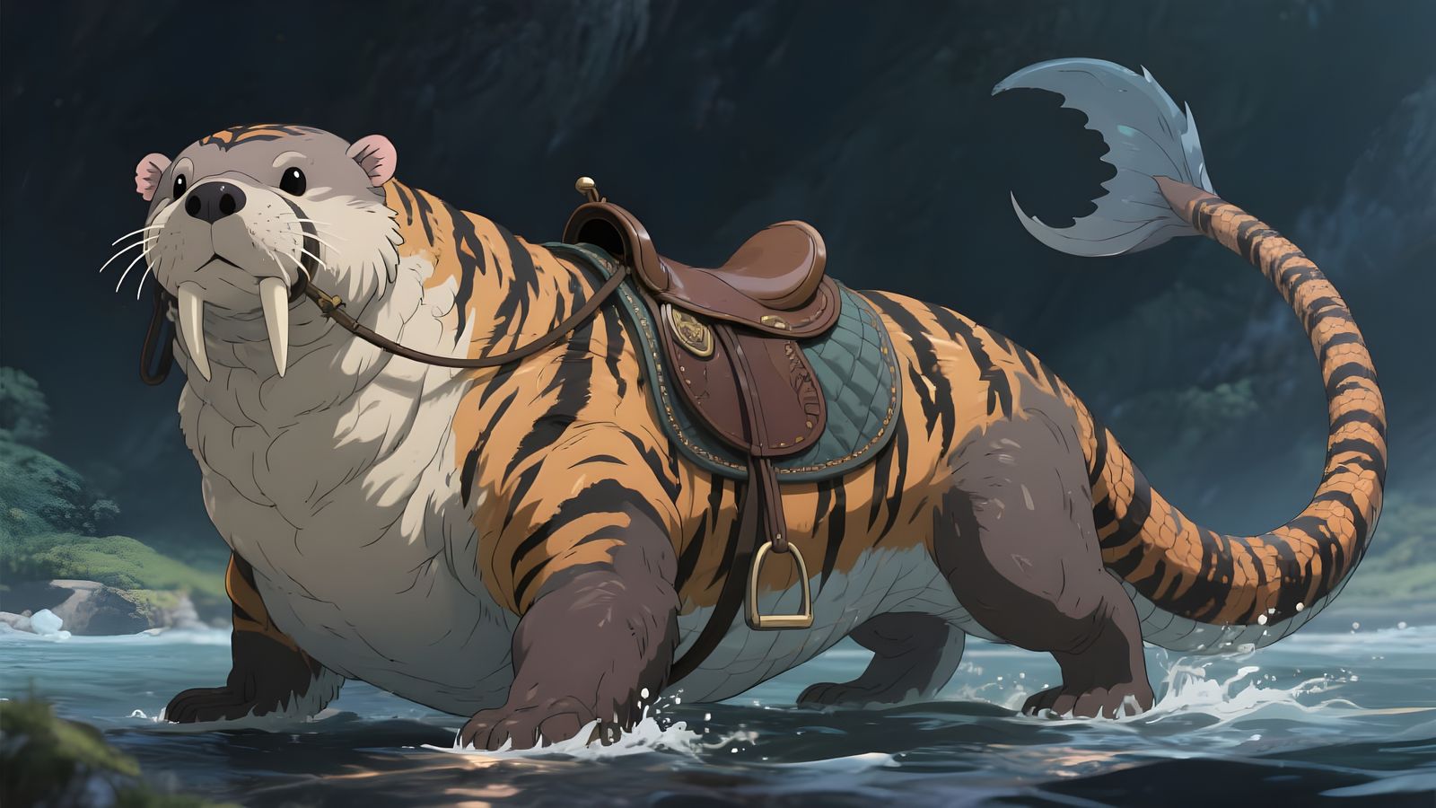 Hybrid Fantasy Creature in Studio Ghibli Anime Style