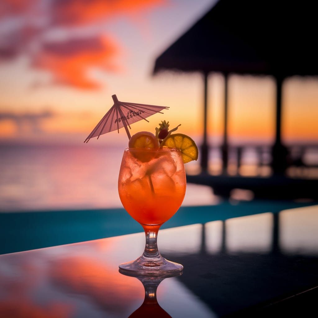 Tropical Sunset Water Bungalow Oasis in Hawaii