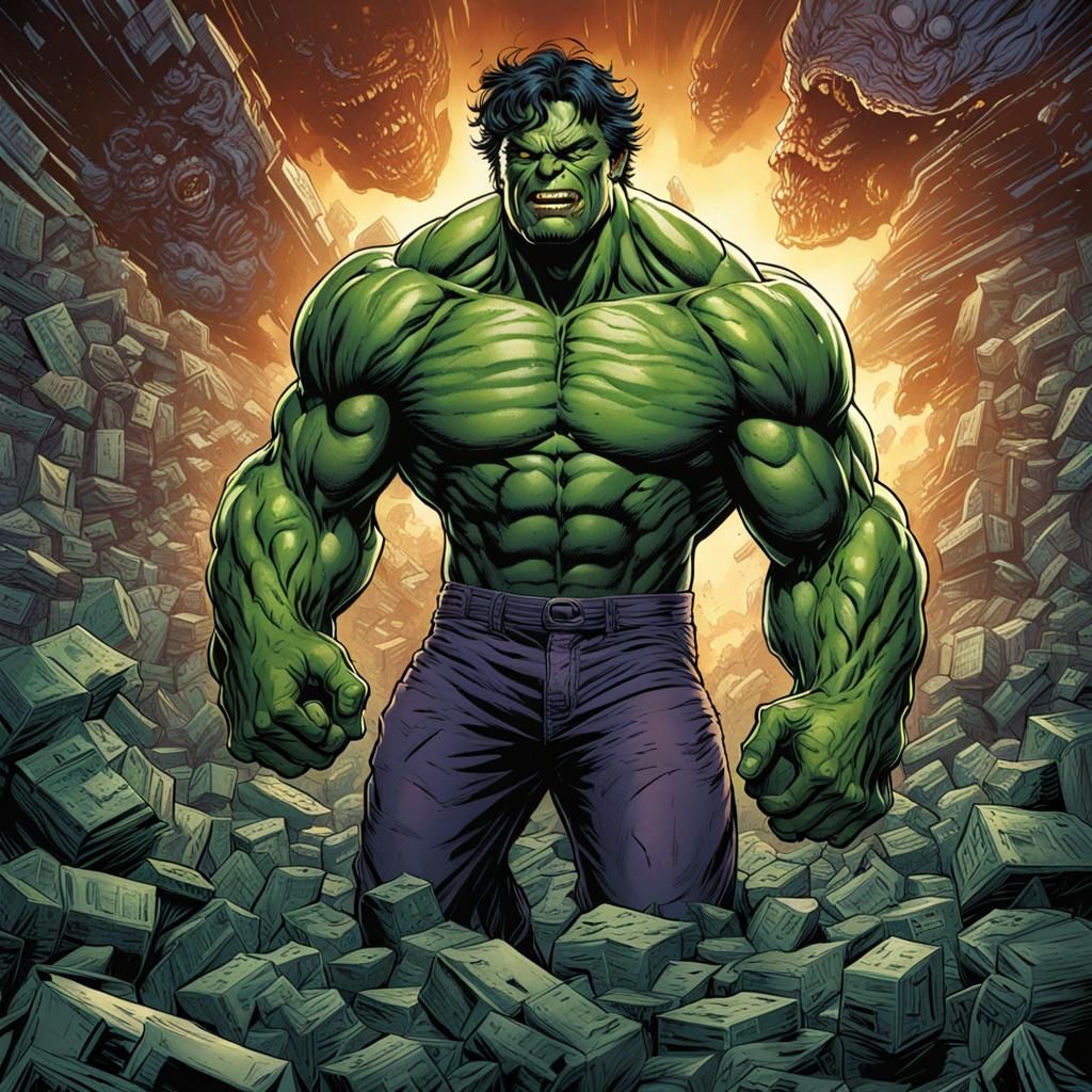 Hulk Transformation Comic Book Art by Brooks and Mumford