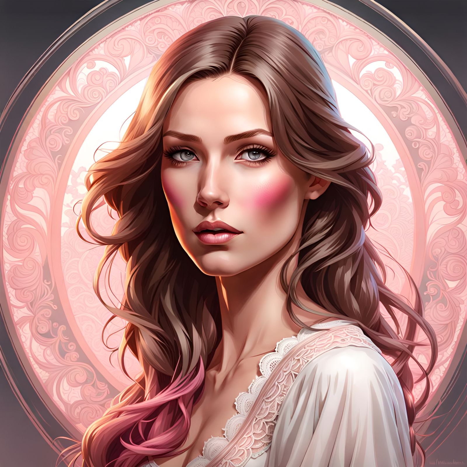 Elegant Portrait of German Woman in Digital Art Style