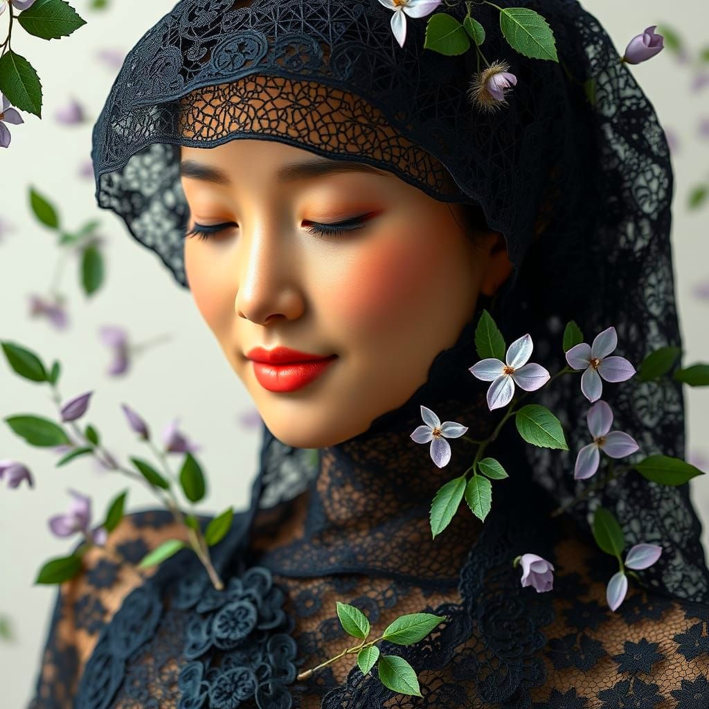 Feminine Nature Spirit in Origami Paper Style