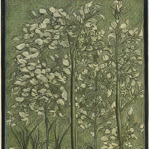 Plantain Grass Botanical Ink Drawing: Evoking Anxiety