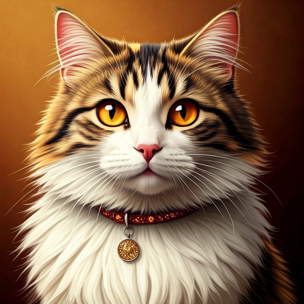 Calico Cat Portrait in Pop Surrealist Style