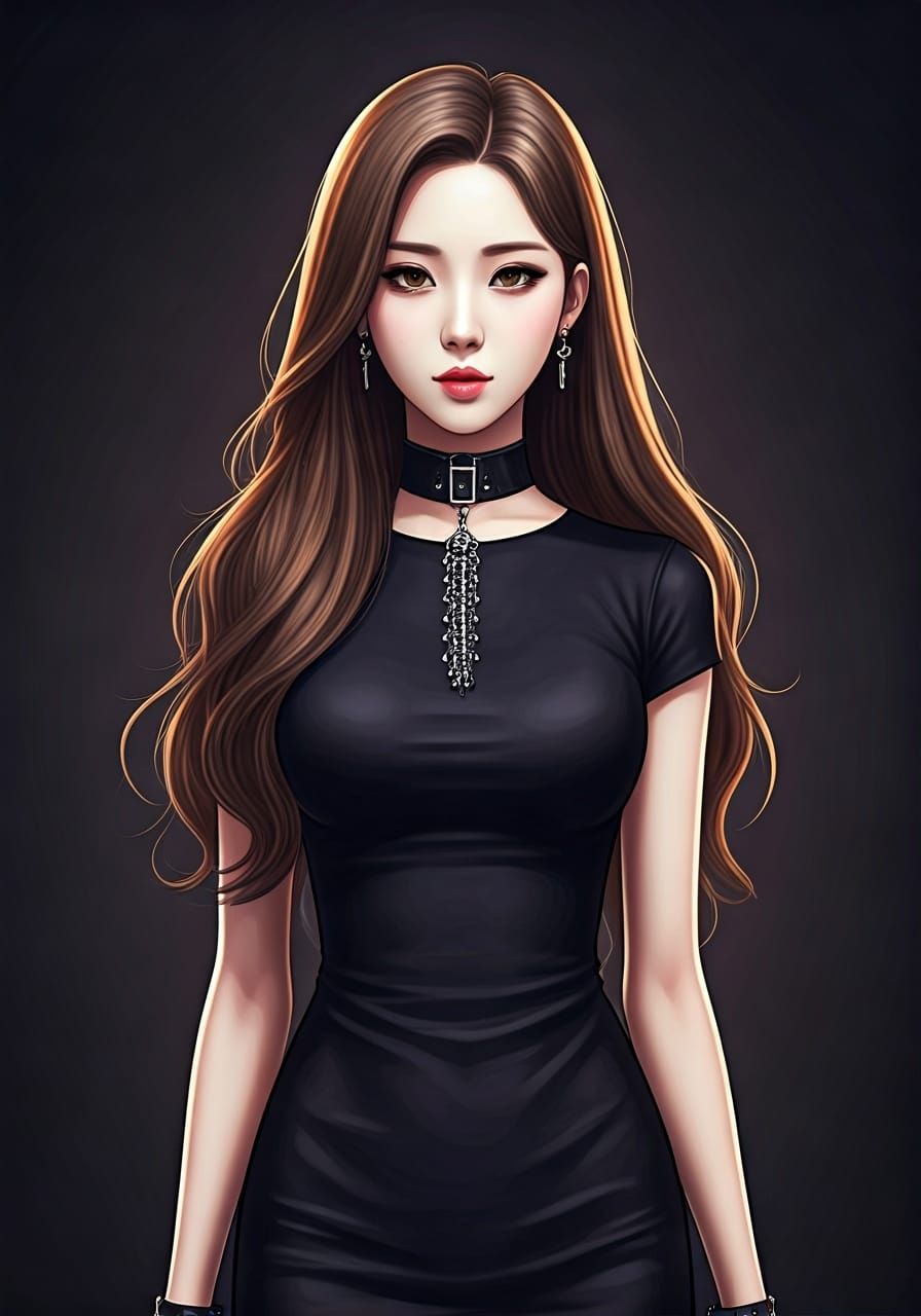 Korean Woman in Gothic Dress, Shounen Anime Style