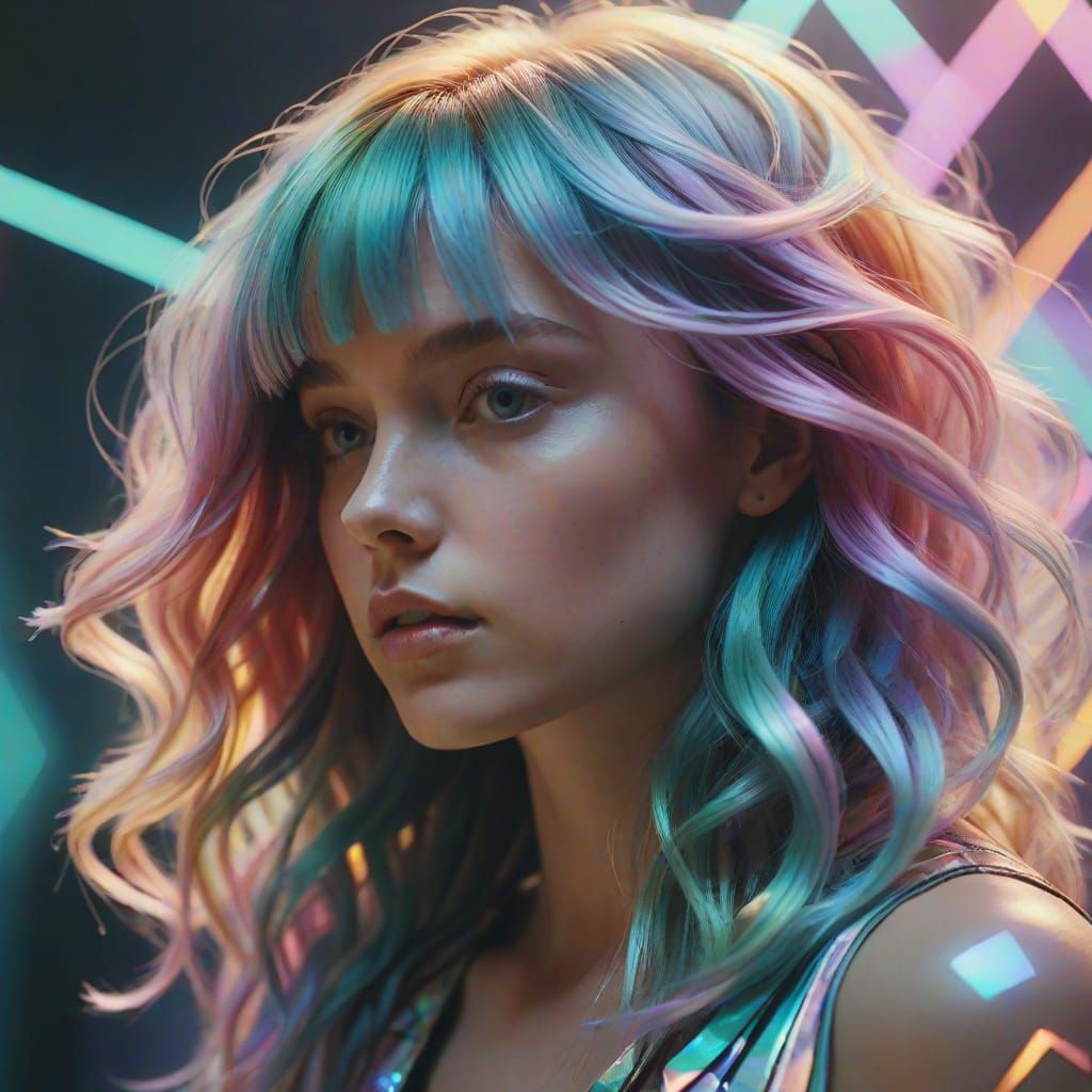 Geometric Hair Sculptures in Iridescent Colors