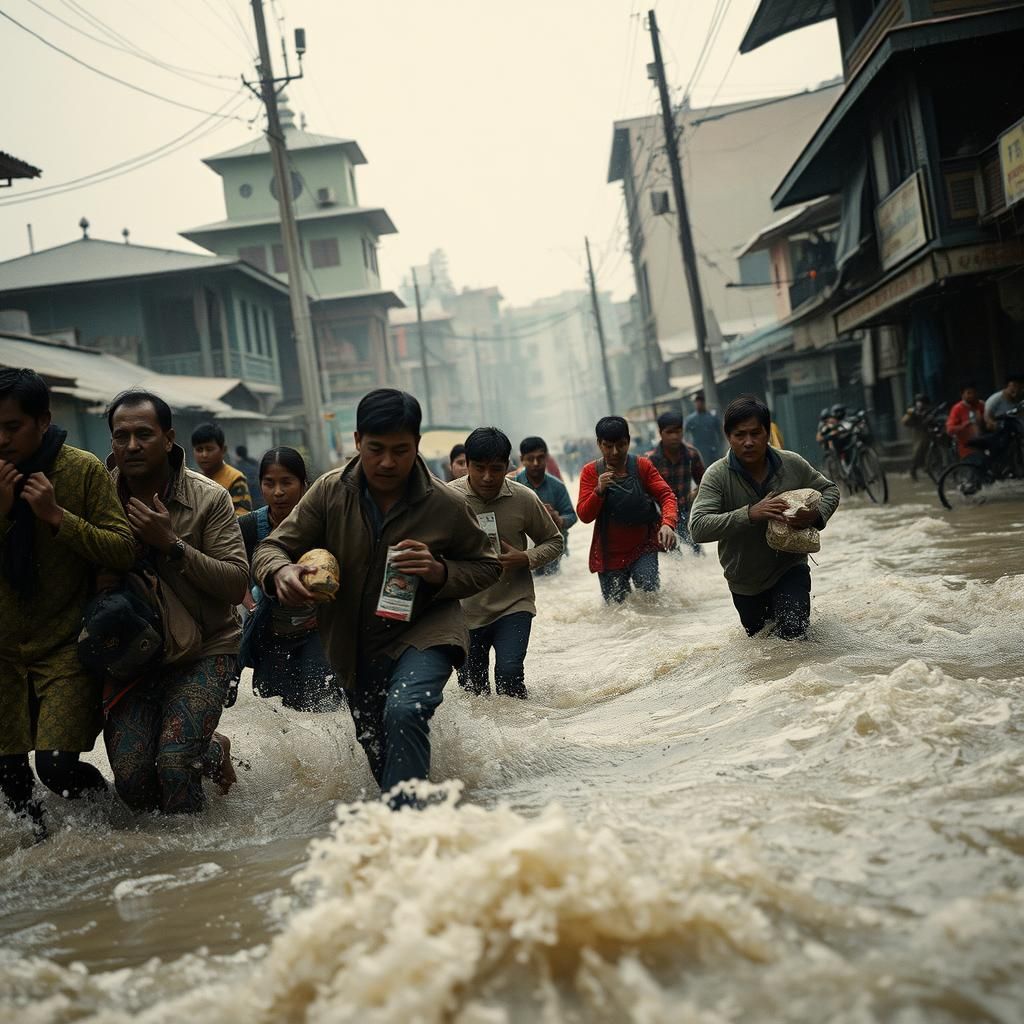 Kathmandu Flood: Cinematic Scene of Chaos and Flight