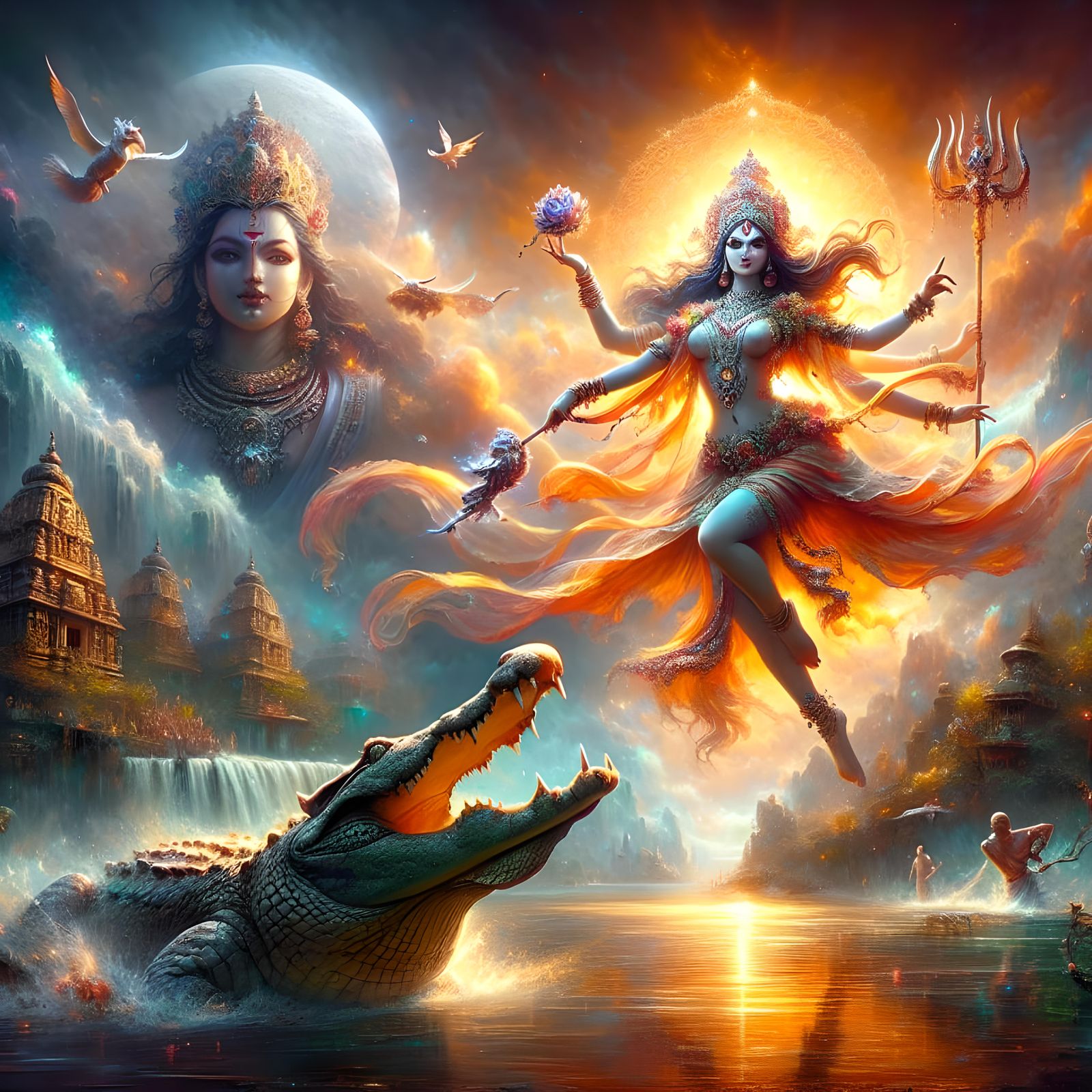 Goddess Ganga, a divine figure in Hindu mythology...