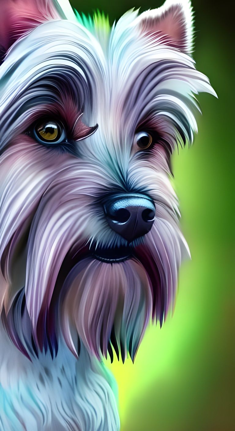 Happy Yorkshire Terrier Portrait in Watercolor