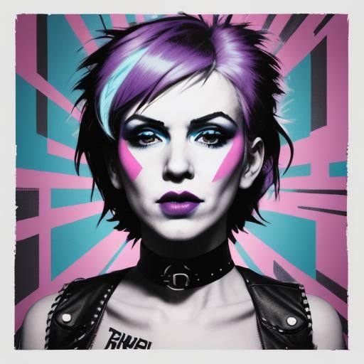 Pop Art Punk Rocker in Screen Print Style