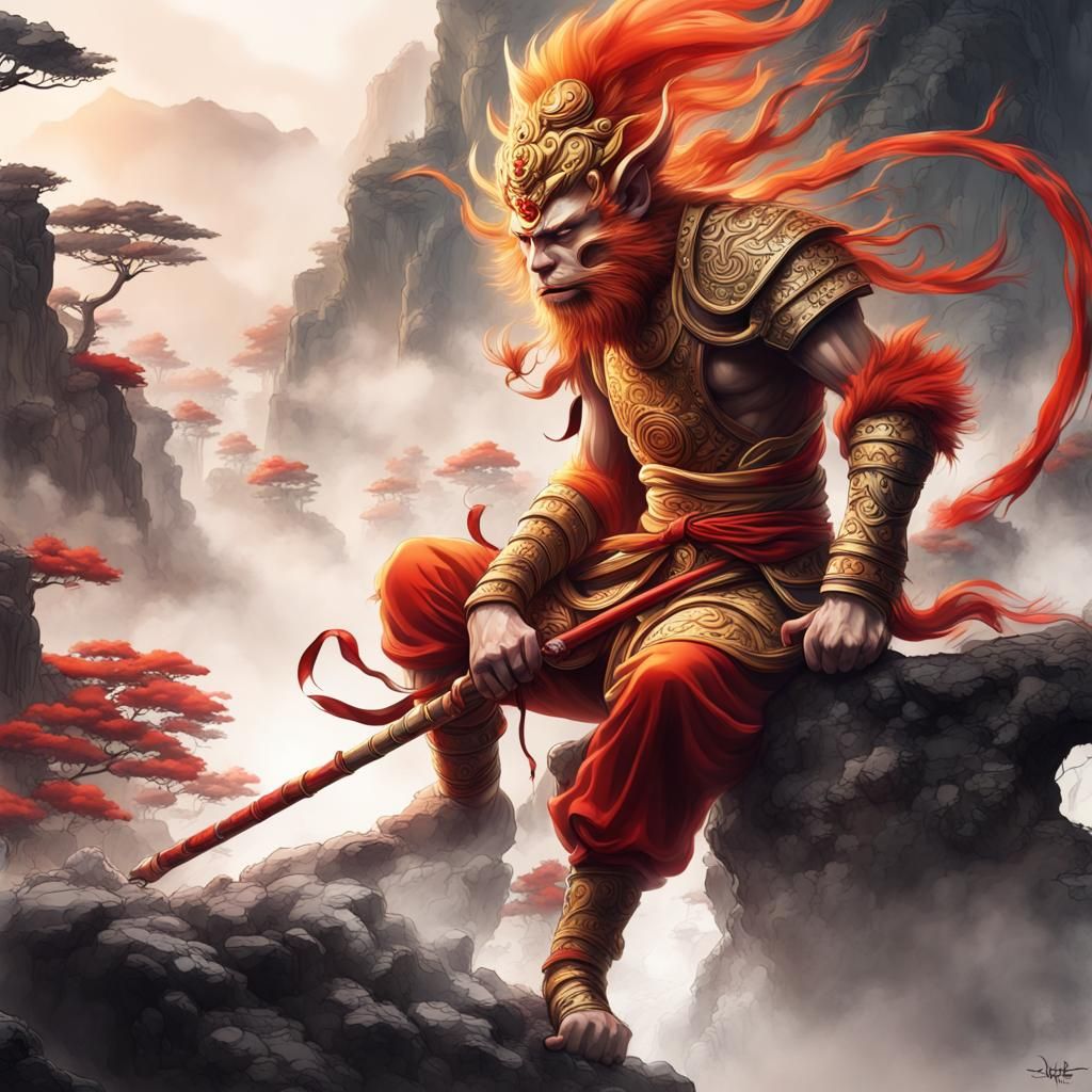 Sun Wukong: Exquisite Ink Painting in Multi-Exposure Art