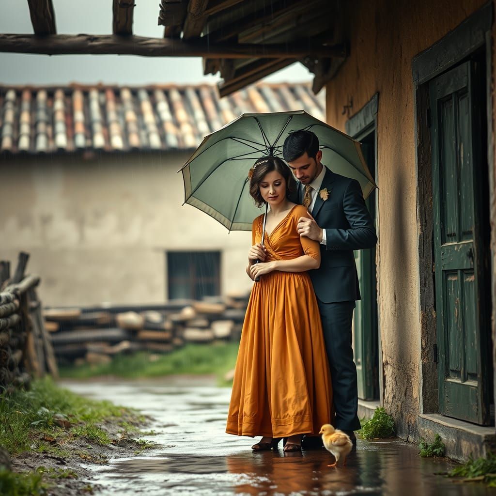 Turkish Couple in 1920s Style, Rainy Day