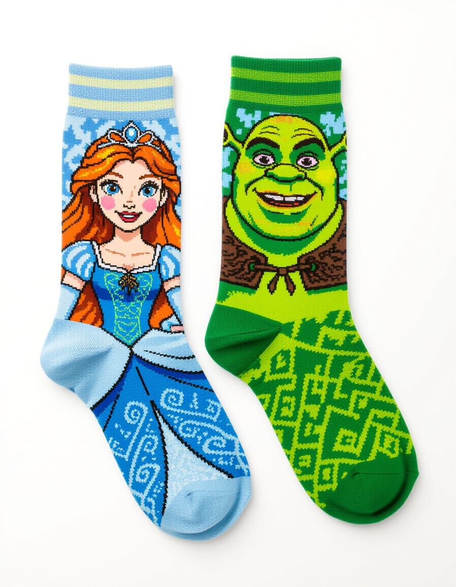 Steampunk Socks Featuring Princess and Green Character