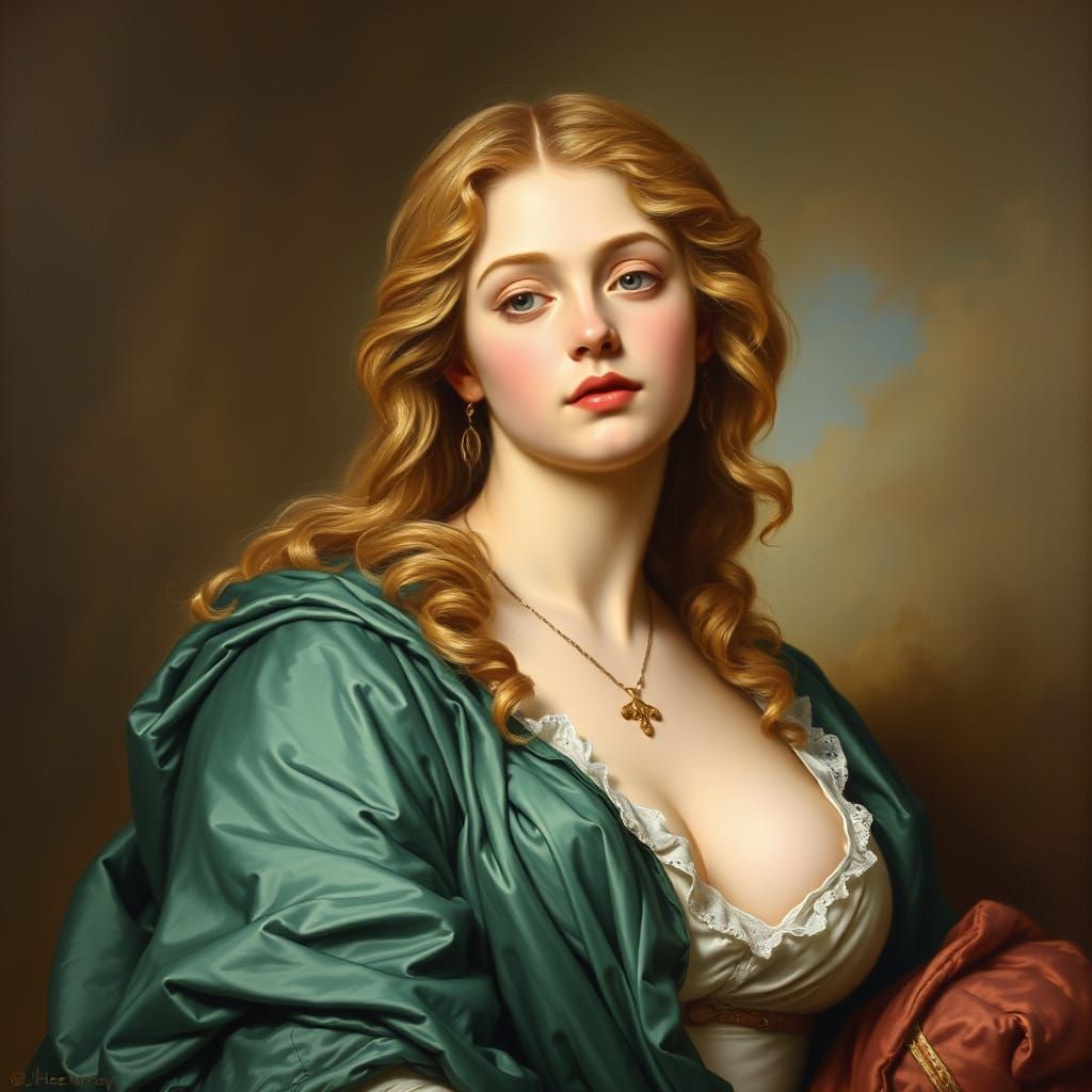 Lorelei in Baroque Rococo Oil Painting Style