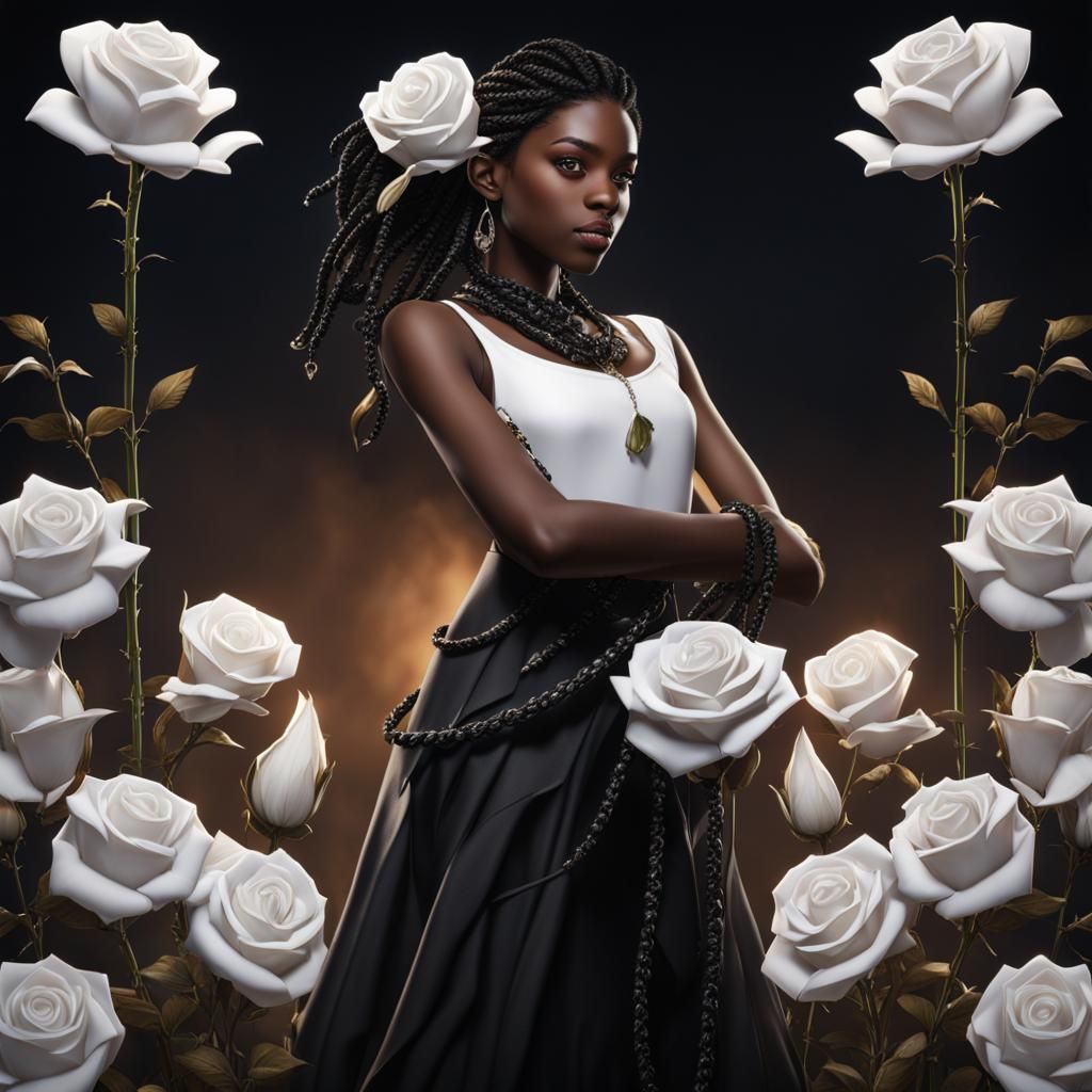 Teen with Rose: Detailed Matte Painting