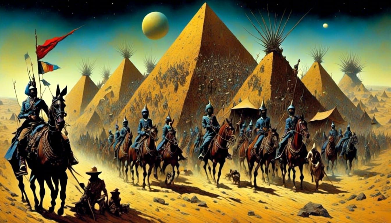 Israelites Forced Labor: Cosmic Surreal Impasto Masterpiece