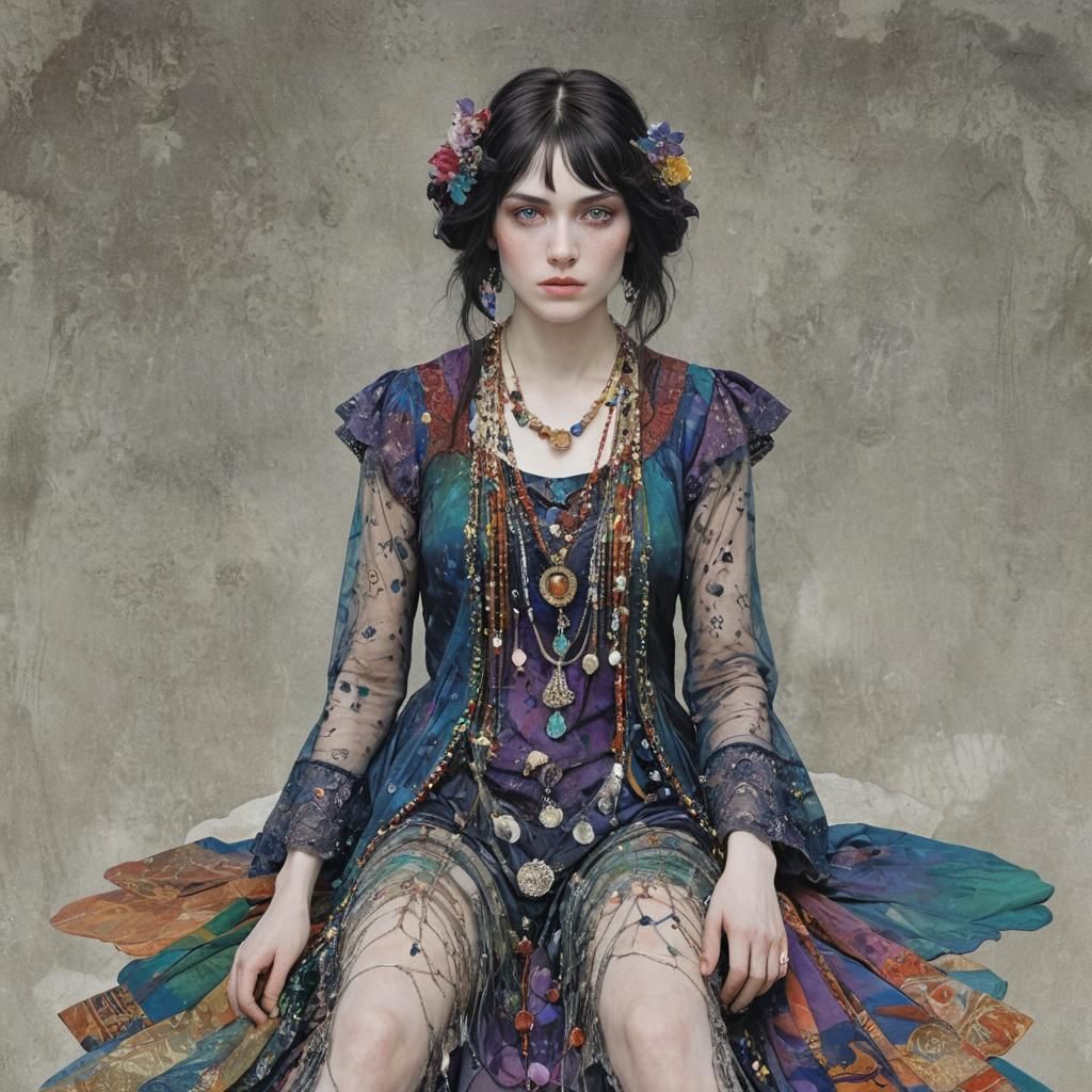 Selkie in Jewel Tones, Art Nouveau Style