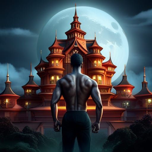 Fantasy Art: Muscle Man at Royal Castle