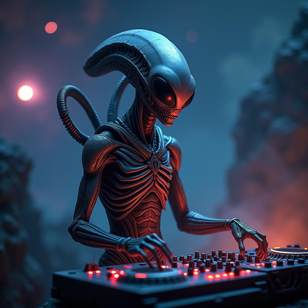 Alien DJ Broadcasting Across the Galaxy