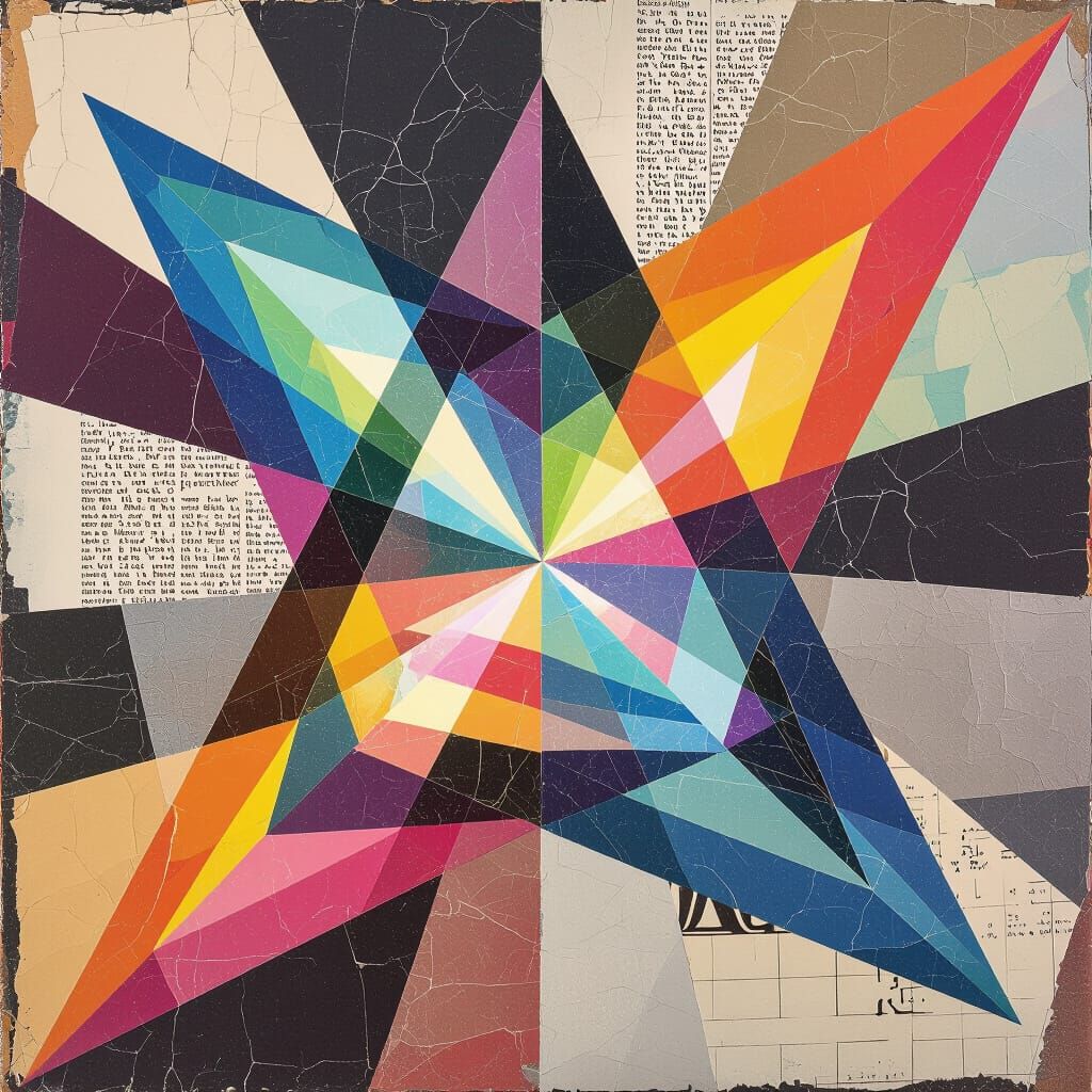 Kaleidoscopic Prism Collage with Vivid Spectral Hues