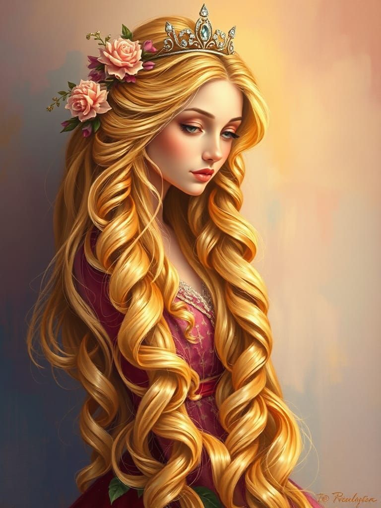 Rapunzel with Golden Hair, Old Masters Style